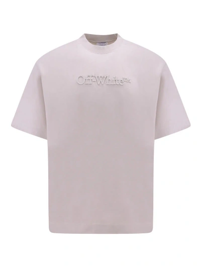 Off-white Organic Cotton T-shirt With Embroidered Logo In Grey