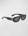 Off-white Orlando Oval Acetate Sunglasses In 1007 Black Dark Grey
