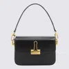 Off-white Black Leather Binder Handle Bag In Black