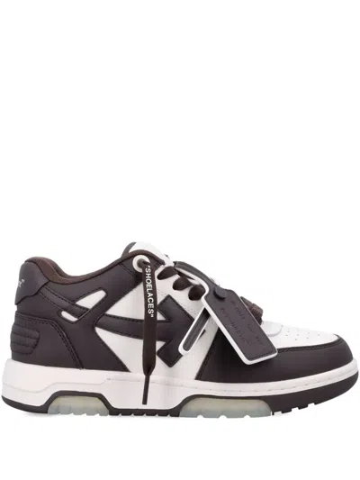 OFF-WHITE OUR OF OFFICE ARROW-LOGO LEATHER SNEAKERS
