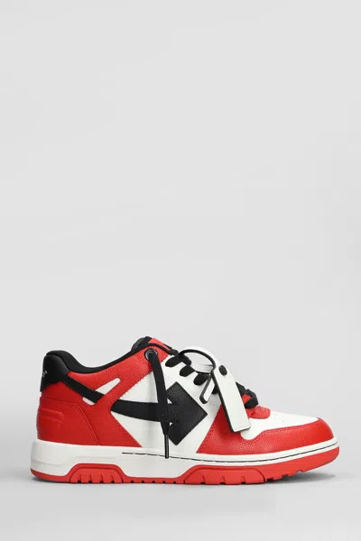 Off-white Out Of Office Basket Sneakers In Red Leather In Red-blac