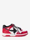 Off-white Two Tone Leather Out Of Office Mid-top Sneakers In Red