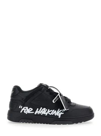 Out Of Office Black Low Top Sneakers With Arrow Patch In Leather Man In Multi from Off White
