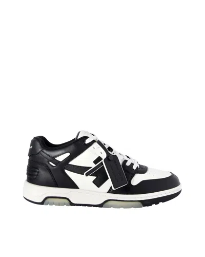 Off-white Low-top Sneakers With Iconic Branding And Rubber Sole In Black