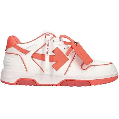 Pre-owned Off-white Out Of Office Coral Red Calf Leather Sneakers