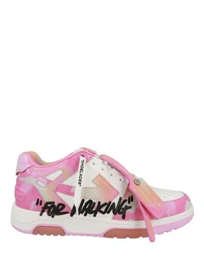 Off-white "out Of Office "for Walking" Low-top Sneakers" Man Sneakers Multicolored Size 9 Calfskin, In Pink