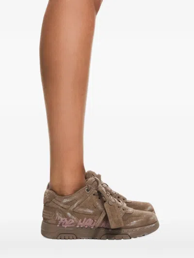 Off-white Out Of Office For Walking Suede Sneakers In Brown