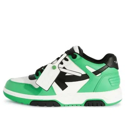 Off-white Out Of Office Leather Sneakers 'neon Green Black White'