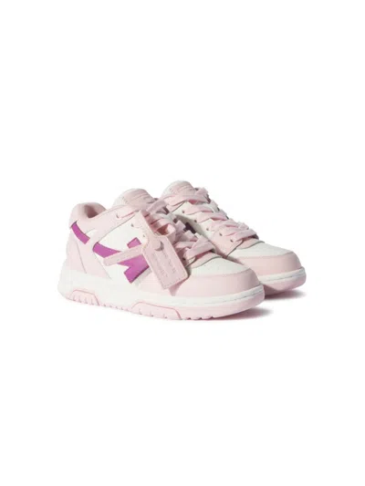 Off-white Kids' Out Of Office Leather Trainers In Pink