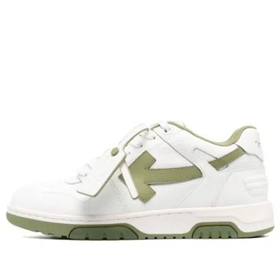 Off-white Out Of Office Leather Sneakers 'white Olive Green' In Multi
