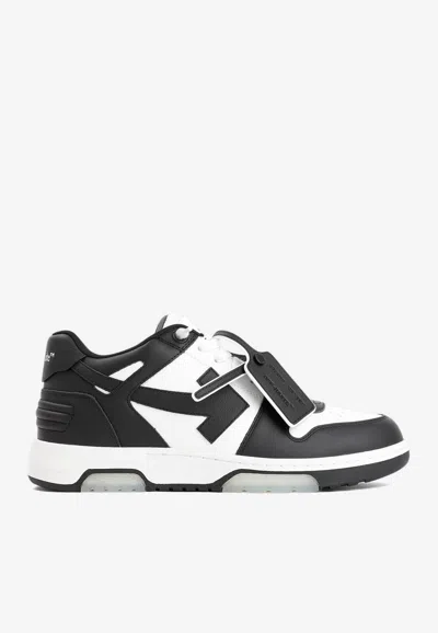Off-white Low-top Sneakers With Iconic Branding And Rubber Sole In Black
