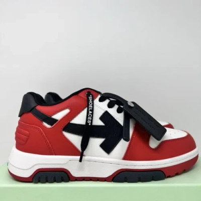 Pre-owned Off-white Out Of Office Men's Leather Sneakers Size 38 Eu/ 5 Us Red Black