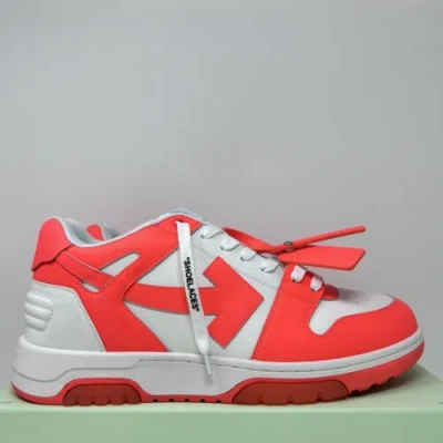 Pre-owned Off-white Out Of Office Men's Leather Sneakers Size 46 Eu/ 13 Us Orange Fluo