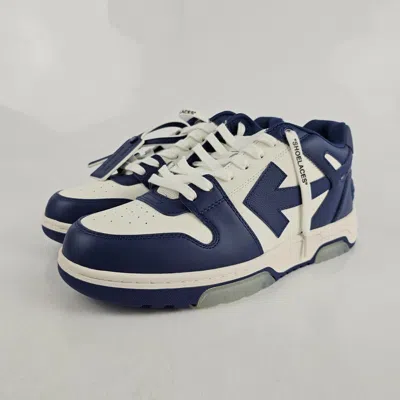 Pre-owned Off-white Out Of Office Men's Royal Blue Leather Low Top Sneakers