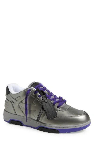 Off-white Out Of Office Metallic Low Top Sneaker In Medium Grey - Purple