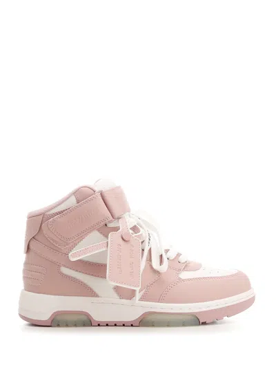 Off-white Out Of Office 皮质运动鞋 In White/pink