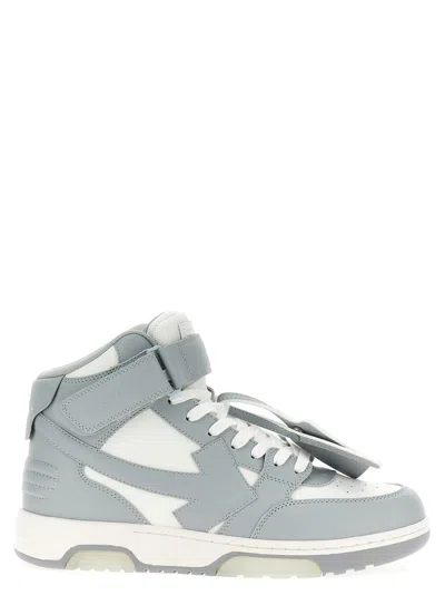 Off-white Out Of Office Mid Top Lea Sneakers In White/grey