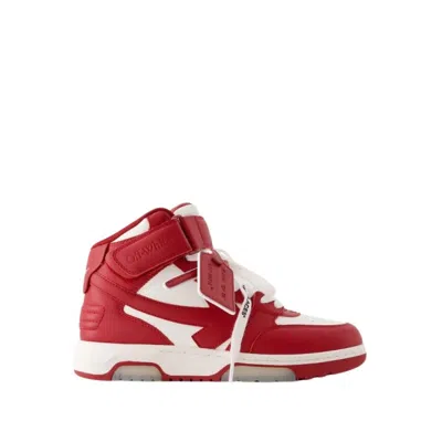 Off-white Out Of Office Mid Top Sneakers - Leather - White/red