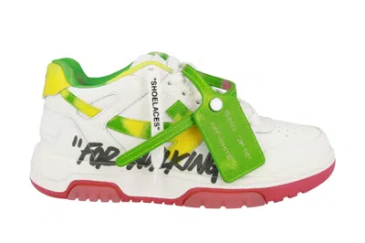 Pre-owned Off-white Out Of Office Ooo "for Walking" Low Tops White Multicolor (women's) In White/green/pink