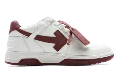 Pre-owned Off-white Out Of Office Ooo Low Tops White Dark Burgundy In White/burgundy