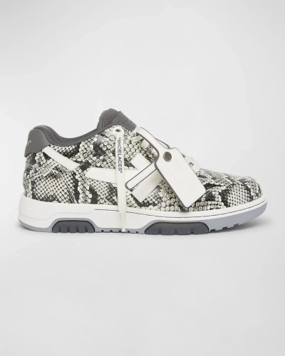 Off-white Out Of Office Python-embossed Sneakers In Dark Grey