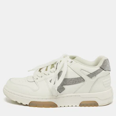 Pre-owned Off-white Out Of Office Size 37 White/silver Leather Lace Up Sneakers