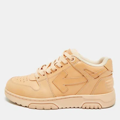 Pre-owned Off-white Out Of Office Size 39 Beige Leather Low Top Sneakers In Sand