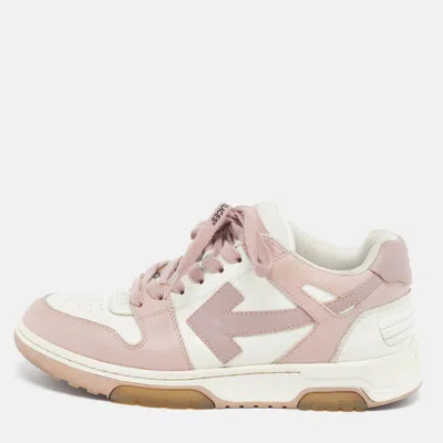 Pre-owned Off-white Out Of Office Size 39 Pink/white Leather Lace Up Sneakers