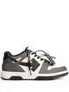 Off-white Out Of Office Grey Low Top Sneakers With Logo Patch On The Tongue And Contrasting Stitching In Leath In Black