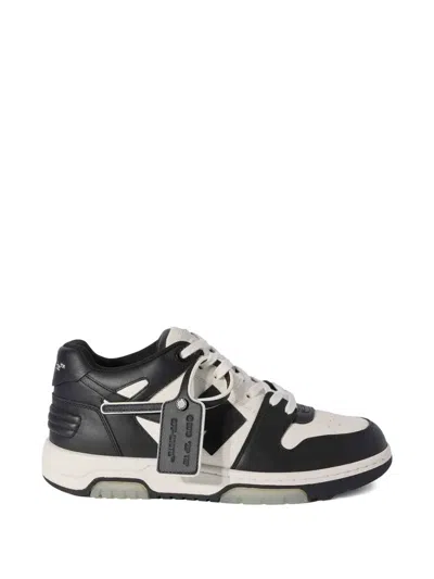 Off-white Low-top Sneakers With Iconic Branding And Rubber Sole In Black