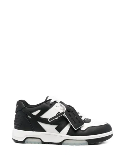 Off-white Out Of Office Panelled Leather Sneakers In Black