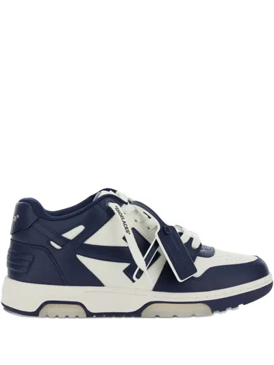 Off-white Low-top Sneakers With Contrasting Leather Panels In Black