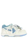 Off-white Low-top Sneakers With Leather Upper And Iconic Accents In Blue