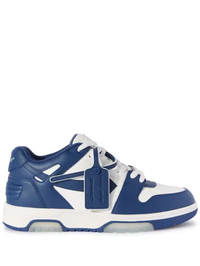 Off-white Ooo Low-top Leather Sneakers In Dark Blue White