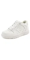 Off-white Monochromatic Leather Sneakers With Textured Sole In White