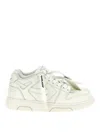 Off-white Monochromatic Leather Sneakers With Textured Sole In White
