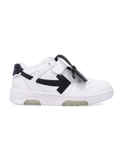 Off-white Kids' Out Of Office White Low Top Trainers With Velcro Straps In Leather Boy