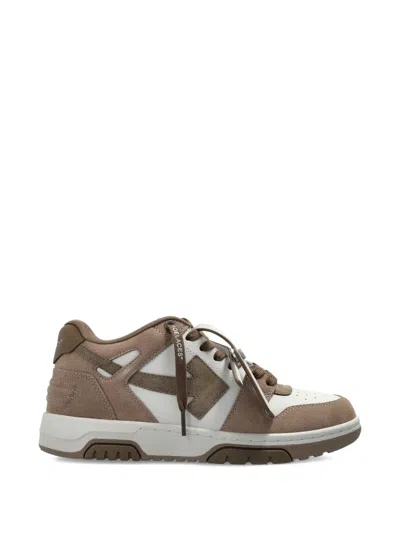 Off-white Out Of Office Suede And Leather Sneakers In Brown