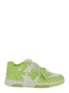 OFF-WHITE 'OUT OF OFFICE' WHITE AND GREEN LOW TOP SNEAKERS WITH ARROW MOTIF IN LEATHER MAN