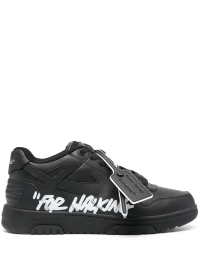 Off-white 'out Of Office' White Low Top Sneakers With Arrow Patch In Leather Man In Black