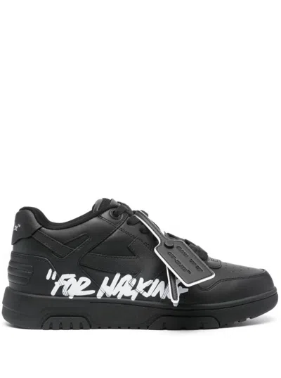 Off-white Out Of Office White Low Top Sneakers With Arrow Patch In Leather Man In Black