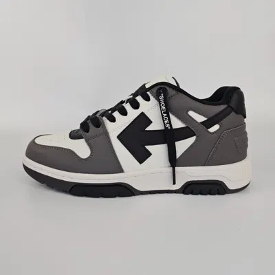 Pre-owned Off-white Out Of Office Women's Gray/black Leather Low Top Sneakers