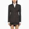 Off-white Grey Single-breasted Pinstripe Jacket In Wool Blend In Gray