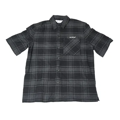 Off-white Outline Arrow Flannel Over S/s Shirt Grey Black In Xl