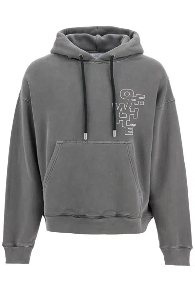 Off-white Gray Outline Arrow Skate Hoodie In Grey