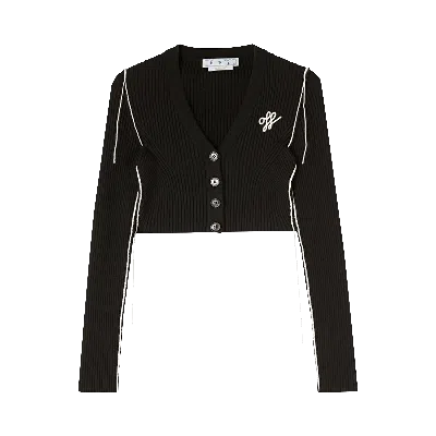 Pre-owned Off-white Outline Crop Cardigan 'black/white'