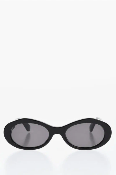 Off-white Oval Edison Sunglasses With Arrow Rods In Black