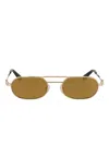 Off-white Oval-frame Double-bridge Sunglasses In Gold