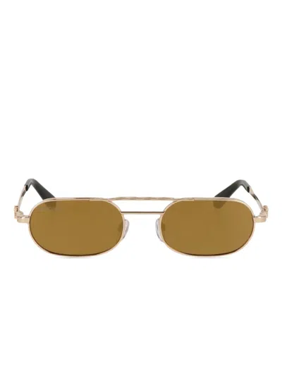 OFF-WHITE OVAL-FRAME DOUBLE-BRIDGE SUNGLASSES