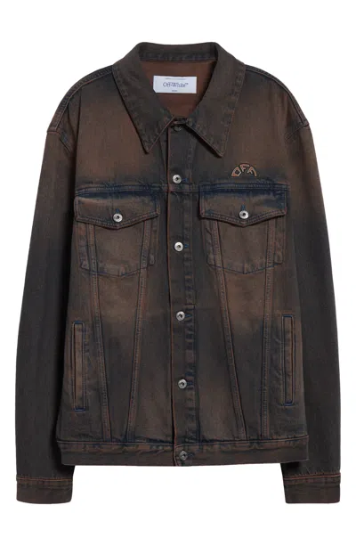 Off-white Overdyed Den Skate Jacket In Brown